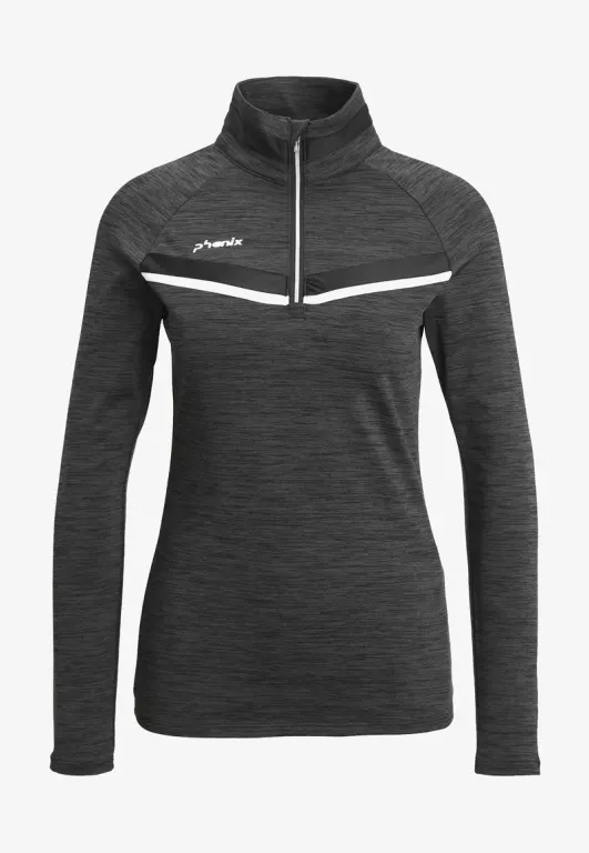 Phenix Dianthus 1/2 Zip Tee, šedá/černá